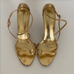 Gold Strappy High Heal -Size 8